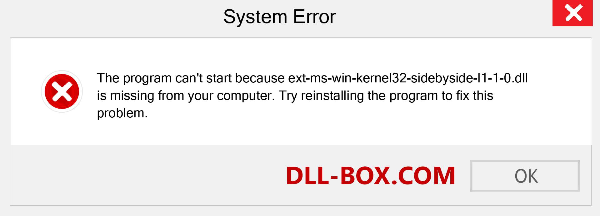  ext-ms-win-kernel32-sidebyside-l1-1-0.dll file is missing?. Download for Windows 7, 8, 10 - Fix  ext-ms-win-kernel32-sidebyside-l1-1-0 dll Missing Error on Windows, photos, images